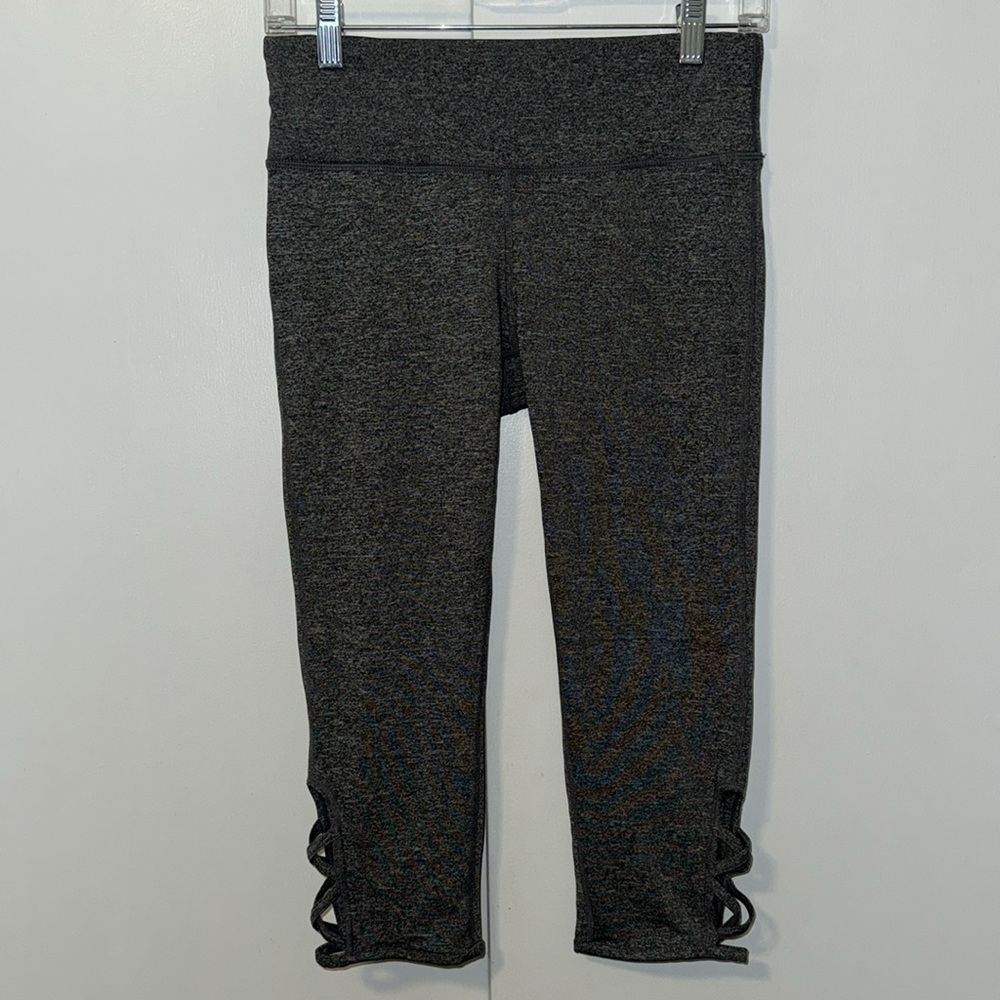 Pro Player Capri Lattice Leg Leggings Charcoal Gray Women’s S Small